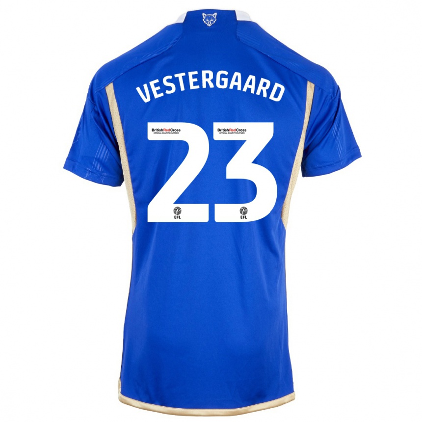 キッズフットボールヤニク・ヴェスターゴーア#23青ホームシャツ2023/24ジャージーユニフォーム