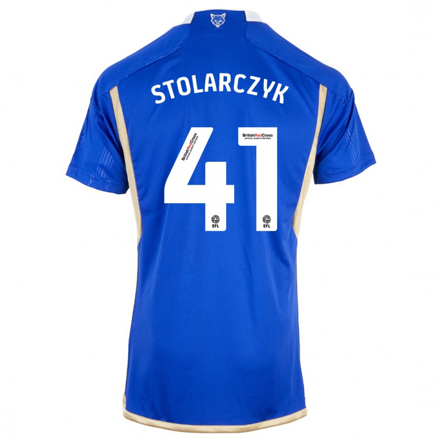 キッズフットボールヤクブ・ストラルチク#41青ホームシャツ2023/24ジャージーユニフォーム