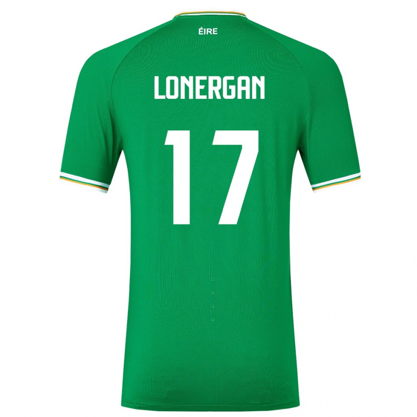 キッズフットボールアイルランド島Tom Lonergan#17緑ホームシャツ24-26ジャージーユニフォーム