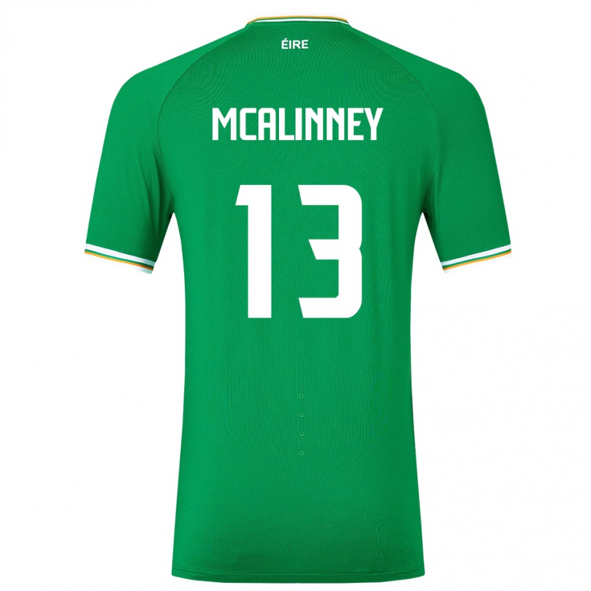 キッズフットボールアイルランド島Liam Mcalinney#13緑ホームシャツ24-26ジャージーユニフォーム