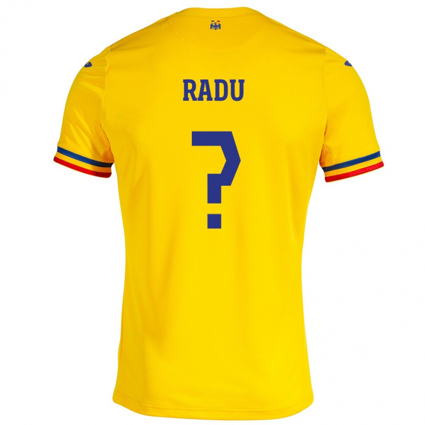 キッズフットボールルーマニアAlbert Radu#0イエローホームシャツ24-26ジャージーユニフォーム