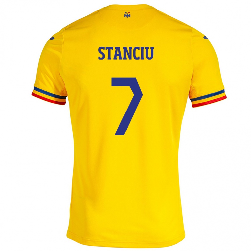 キッズフットボールルーマニアAna Maria Stanciu#7イエローホームシャツ24-26ジャージーユニフォーム