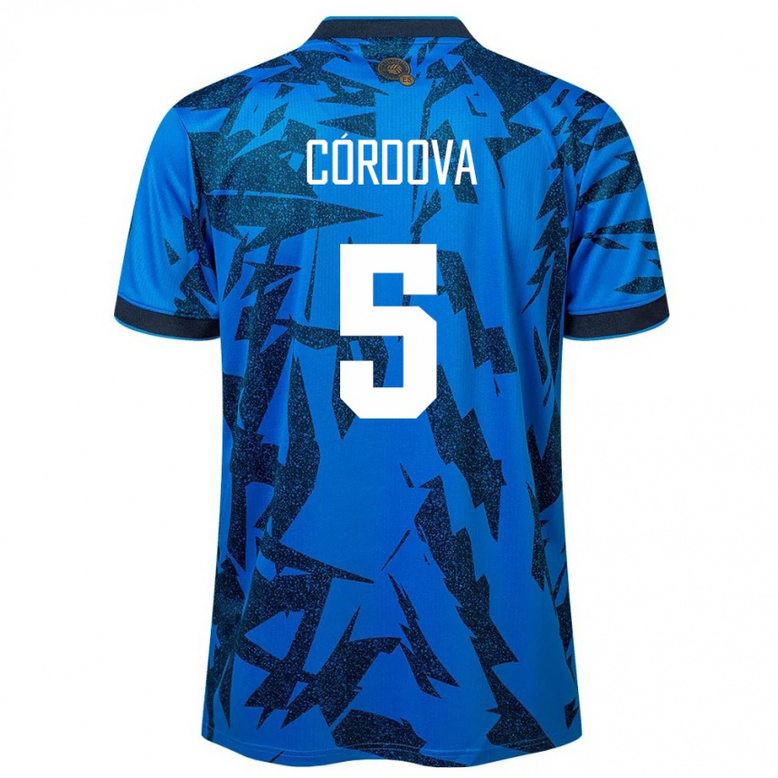 キッズフットボールエルサルバドルEdwin Córdova#5青ホームシャツ24-26ジャージーユニフォーム