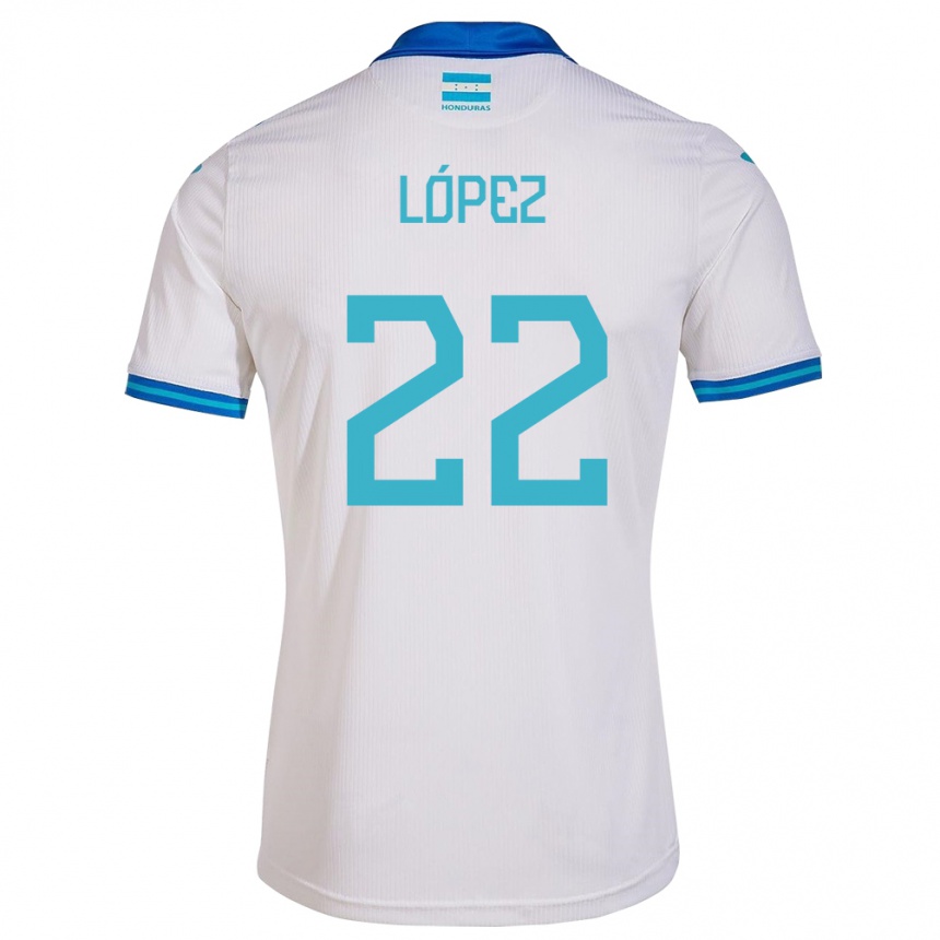 キッズフットボールホンジュラスLuis López#22白ホームシャツ24-26ジャージーユニフォーム