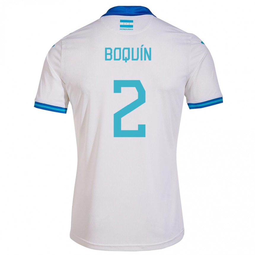 キッズフットボールホンジュラスStiven Boquín#2白ホームシャツ24-26ジャージーユニフォーム