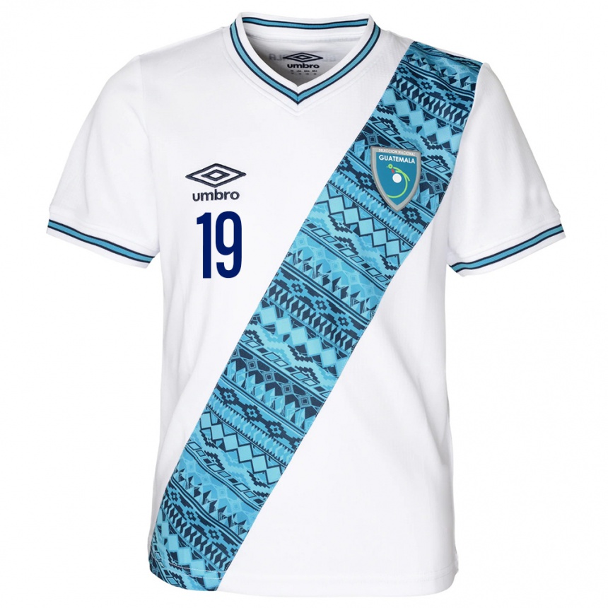 キッズフットボールグアテマラVidal Paz#19白ホームシャツ24-26ジャージーユニフォーム