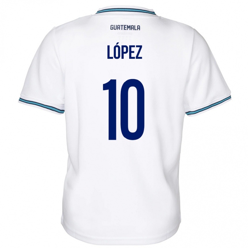 キッズフットボールグアテマラAntonio López#10白ホームシャツ24-26ジャージーユニフォーム