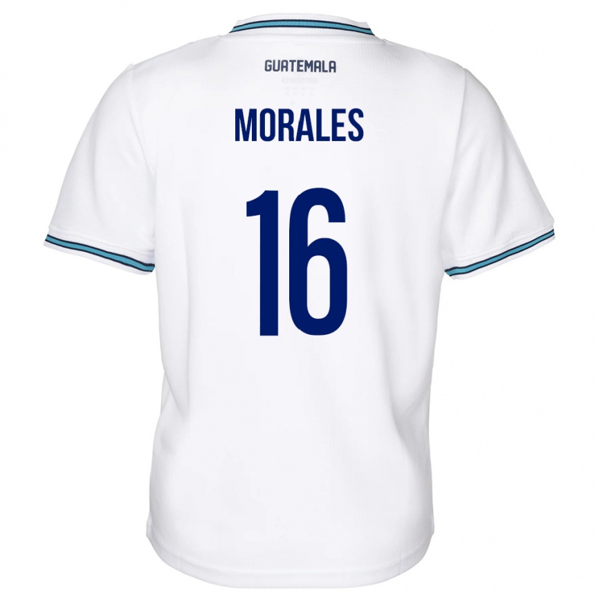 キッズフットボールグアテマラJosé Morales#16白ホームシャツ24-26ジャージーユニフォーム