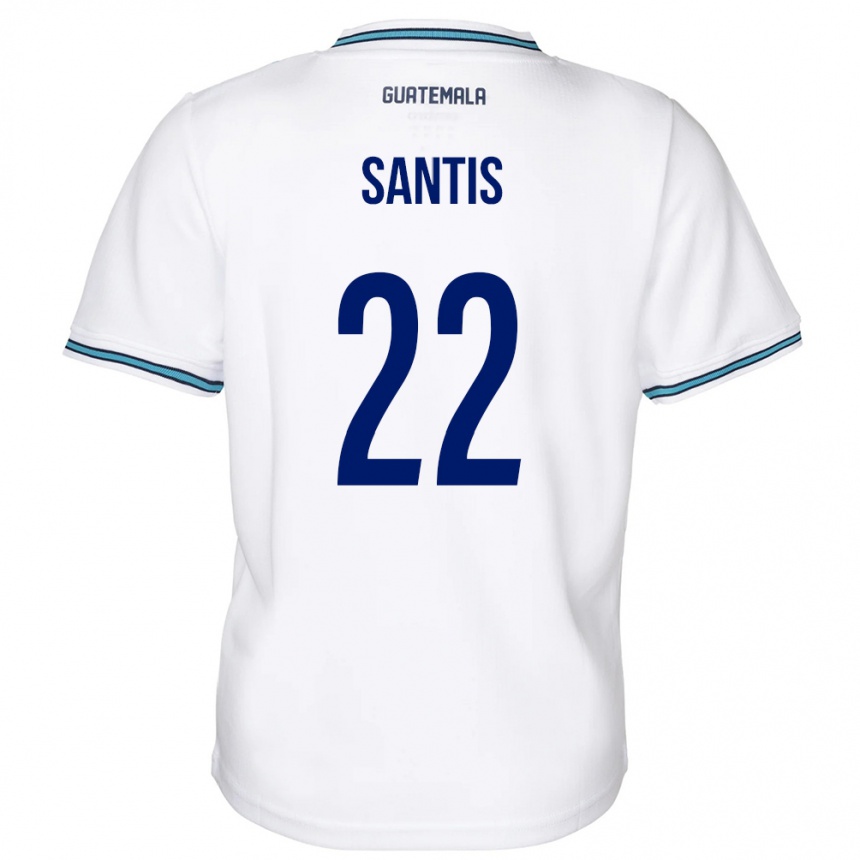 キッズフットボールグアテマラディエゴ・サンティス#22白ホームシャツ24-26ジャージーユニフォーム