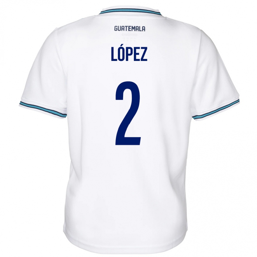 キッズフットボールグアテマラFrancisco López#2白ホームシャツ24-26ジャージーユニフォーム