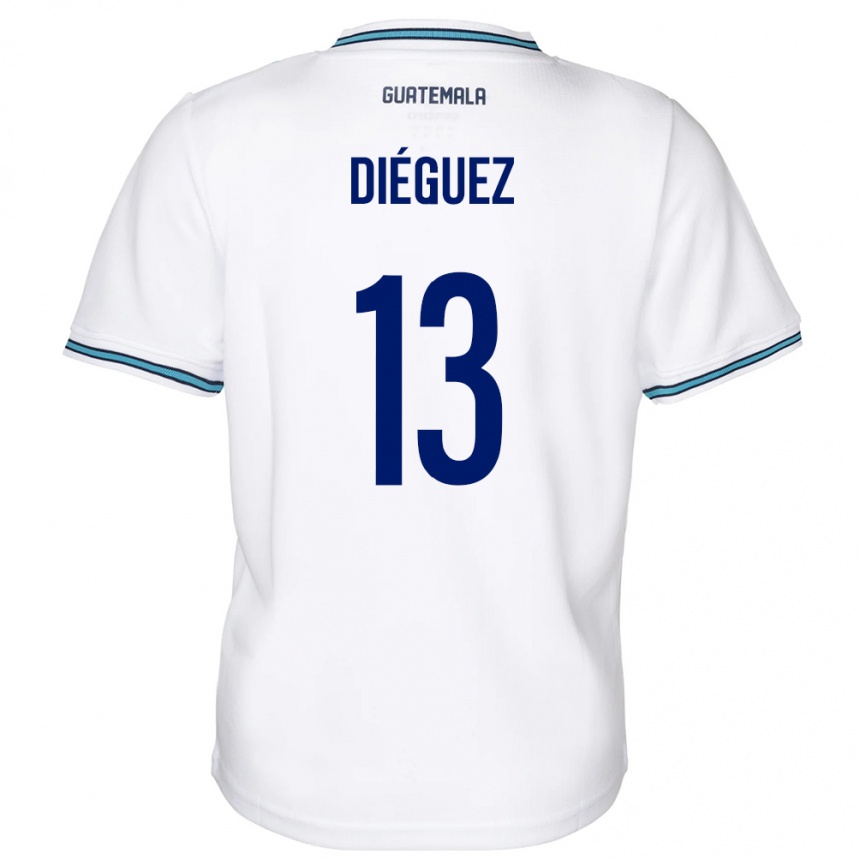 キッズフットボールグアテマラJonathan Diéguez#13白ホームシャツ24-26ジャージーユニフォーム