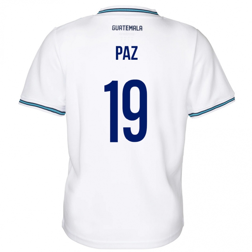 キッズフットボールグアテマラVidal Paz#19白ホームシャツ24-26ジャージーユニフォーム