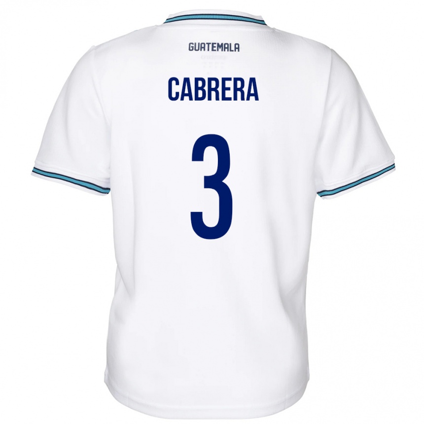 キッズフットボールグアテマラGabriel Cabrera#3白ホームシャツ24-26ジャージーユニフォーム