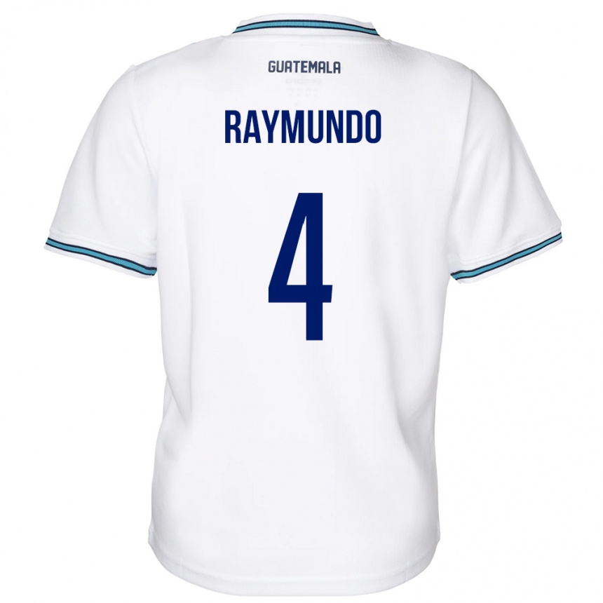 キッズフットボールグアテマラCristopher Raymundo#4白ホームシャツ24-26ジャージーユニフォーム