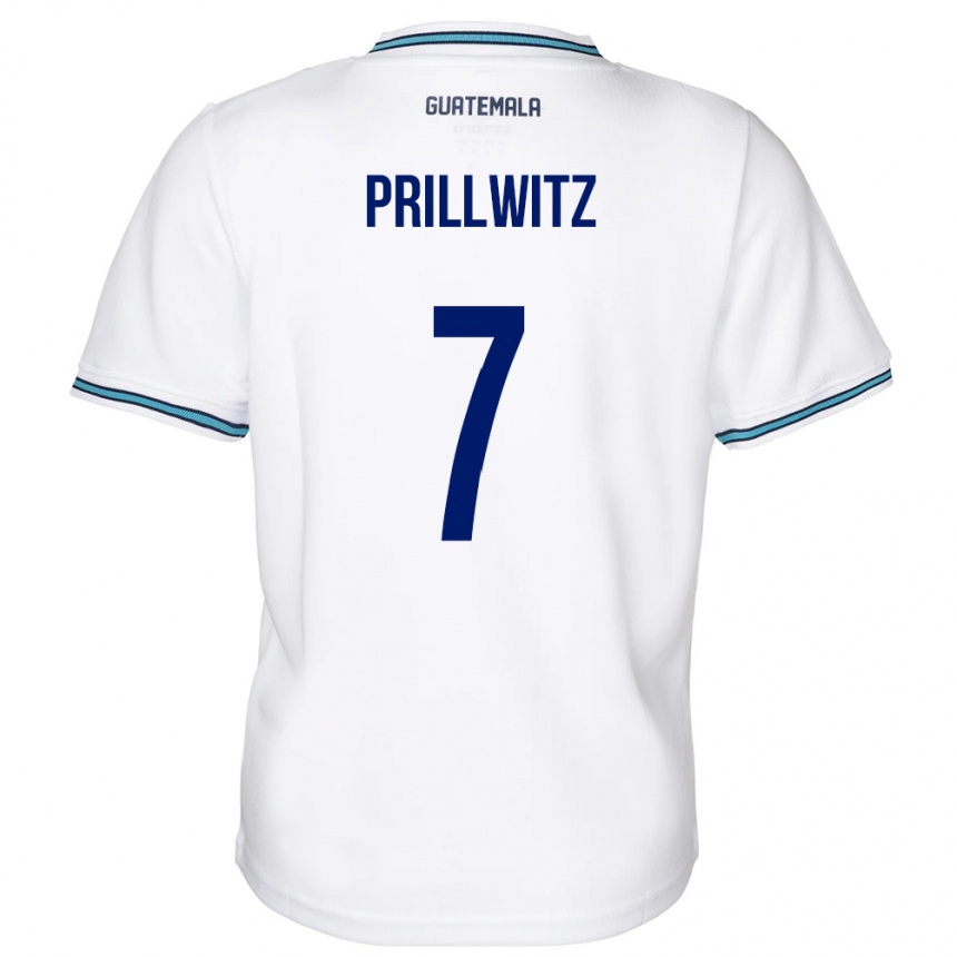 キッズフットボールグアテマラHéctor Prillwitz#7白ホームシャツ24-26ジャージーユニフォーム