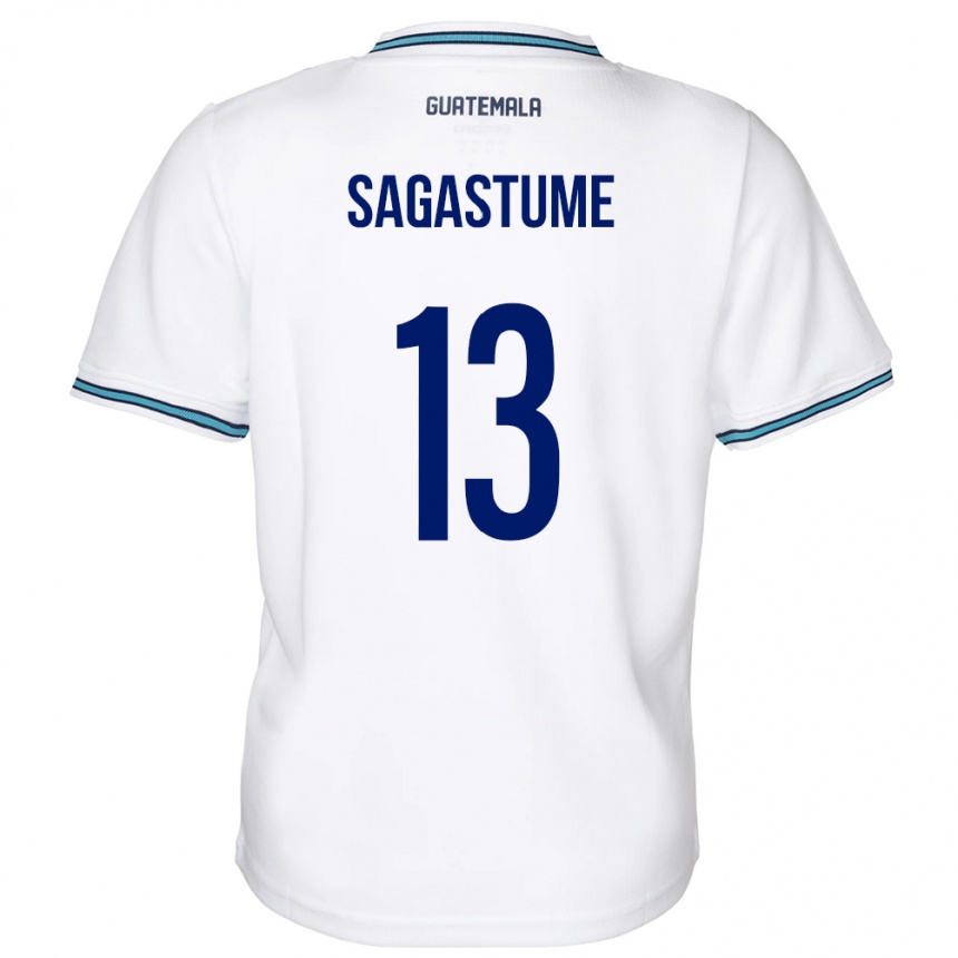 キッズフットボールグアテマラSelvin Sagastume#13白ホームシャツ24-26ジャージーユニフォーム