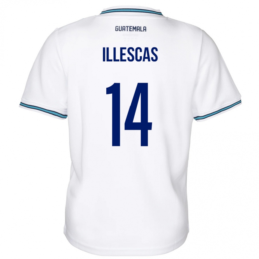 キッズフットボールグアテマラKevin Illescas#14白ホームシャツ24-26ジャージーユニフォーム