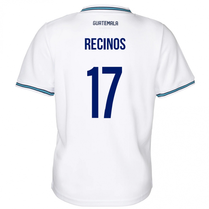 キッズフットボールグアテマラAntony Recinos#17白ホームシャツ24-26ジャージーユニフォーム