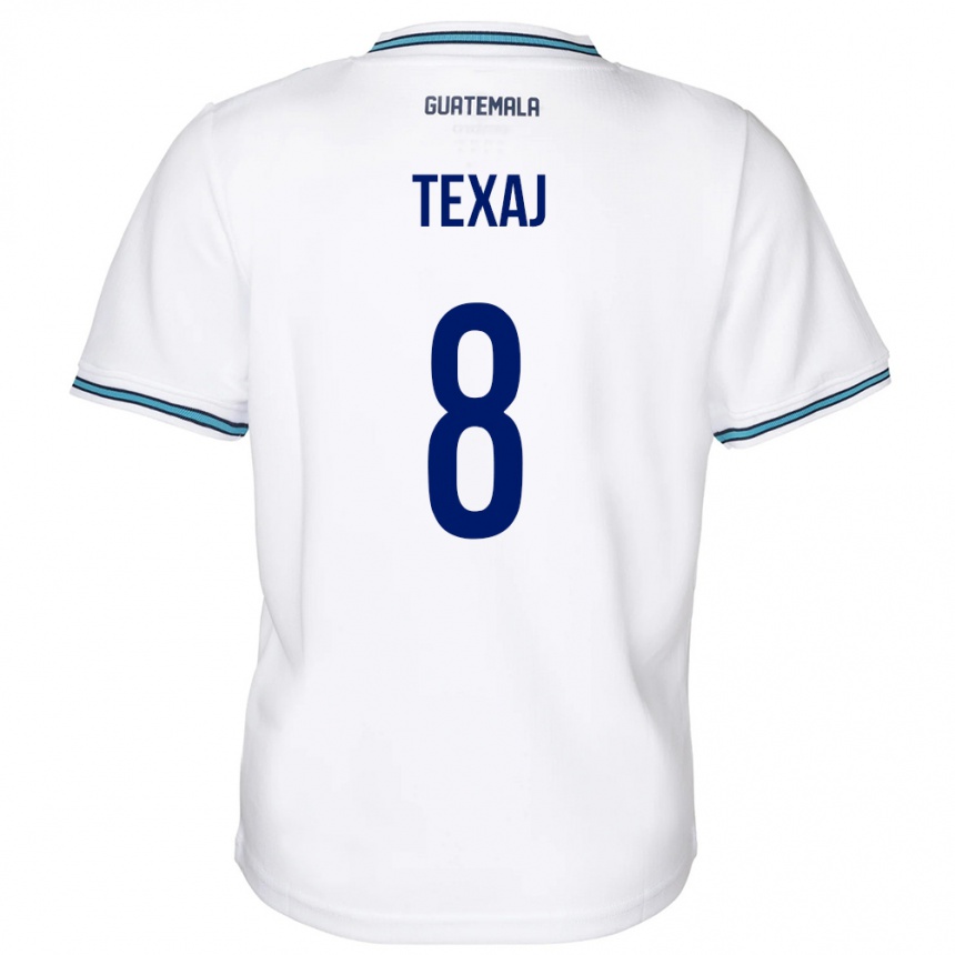 キッズフットボールグアテマラElisa Texaj#8白ホームシャツ24-26ジャージーユニフォーム