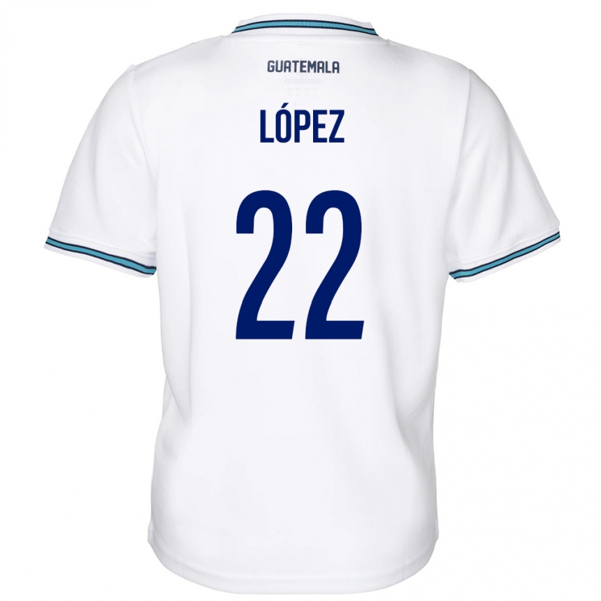 キッズフットボールグアテマラWhitney López#22白ホームシャツ24-26ジャージーユニフォーム