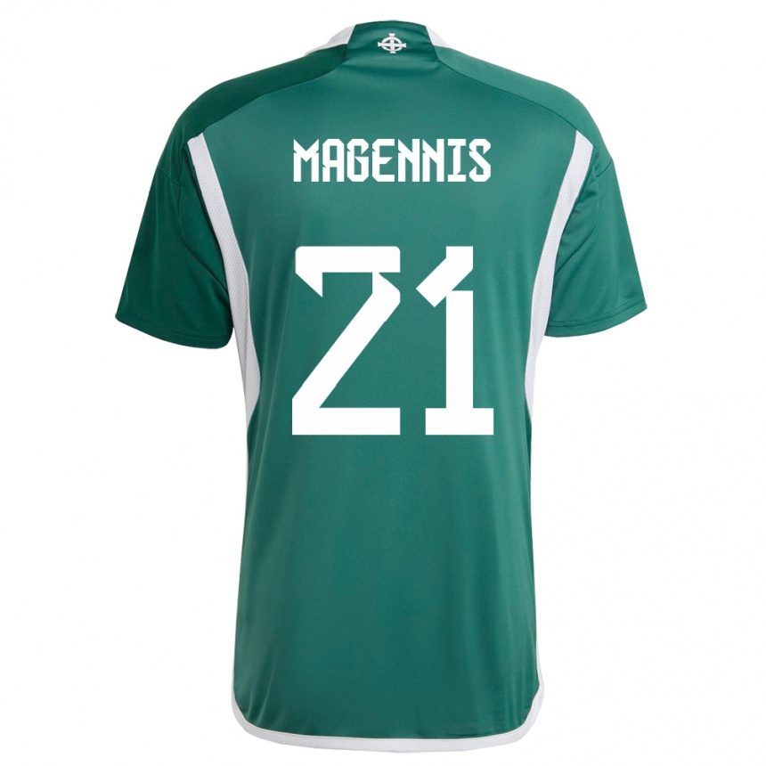 キッズフットボール北アイルランドジョシュ・マゲニス#21緑ホームシャツ24-26ジャージーユニフォーム