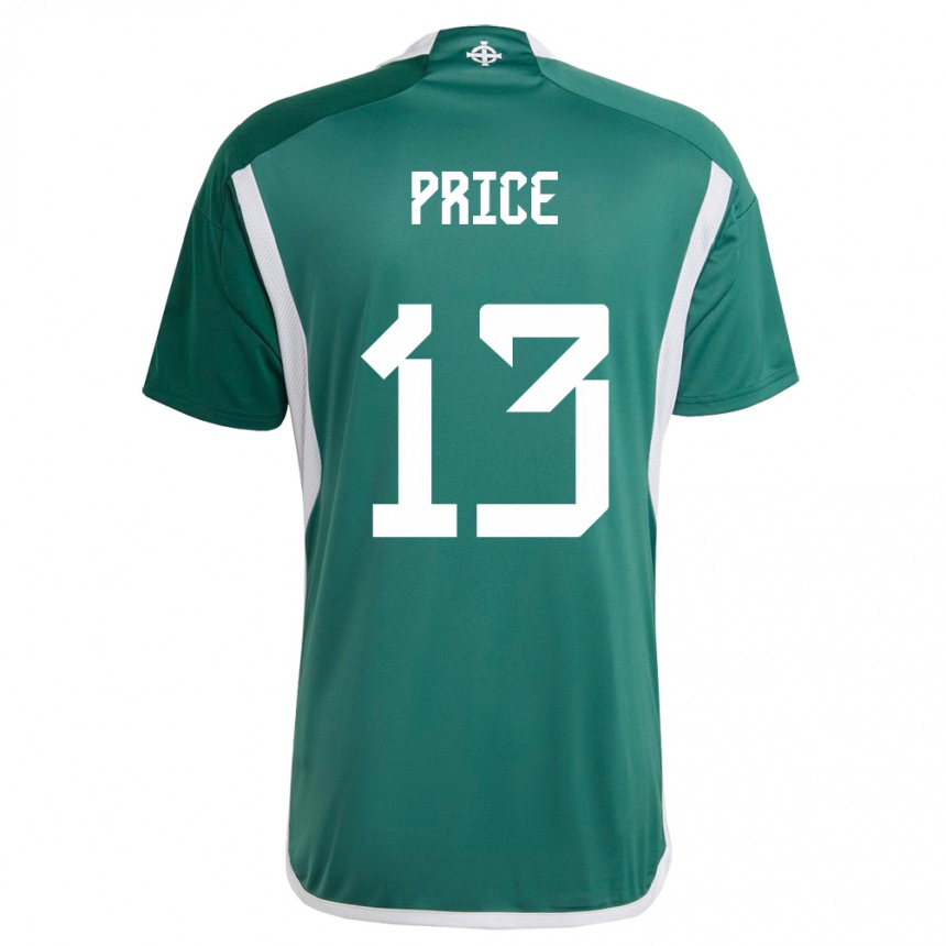キッズフットボール北アイルランドアイザック・プライス#13緑ホームシャツ24-26ジャージーユニフォーム