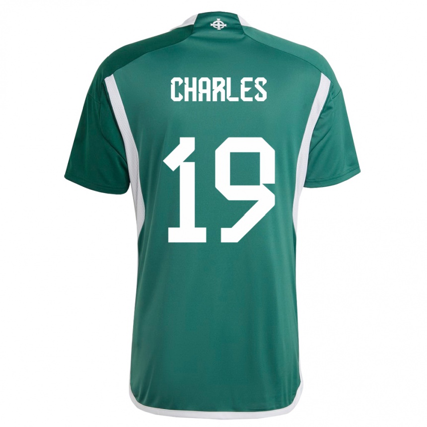 キッズフットボール北アイルランドシェイ・チャールズ#19緑ホームシャツ24-26ジャージーユニフォーム