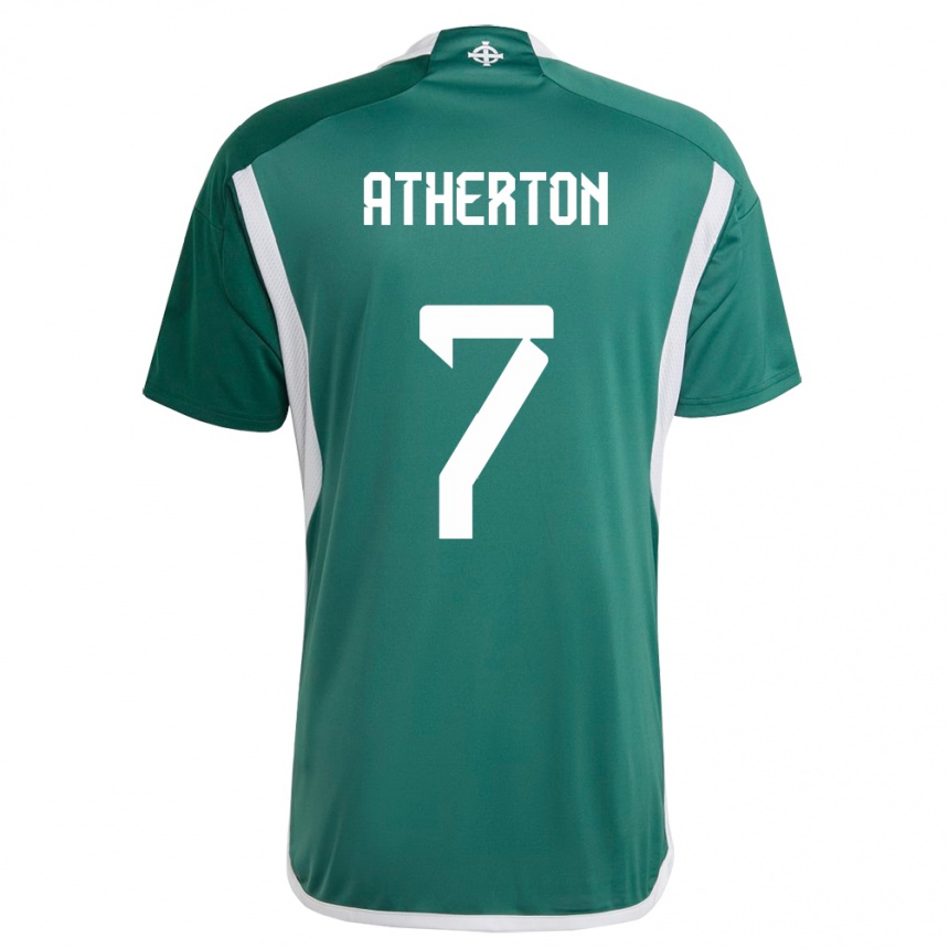 キッズフットボール北アイルランドChris Atherton#7緑ホームシャツ24-26ジャージーユニフォーム