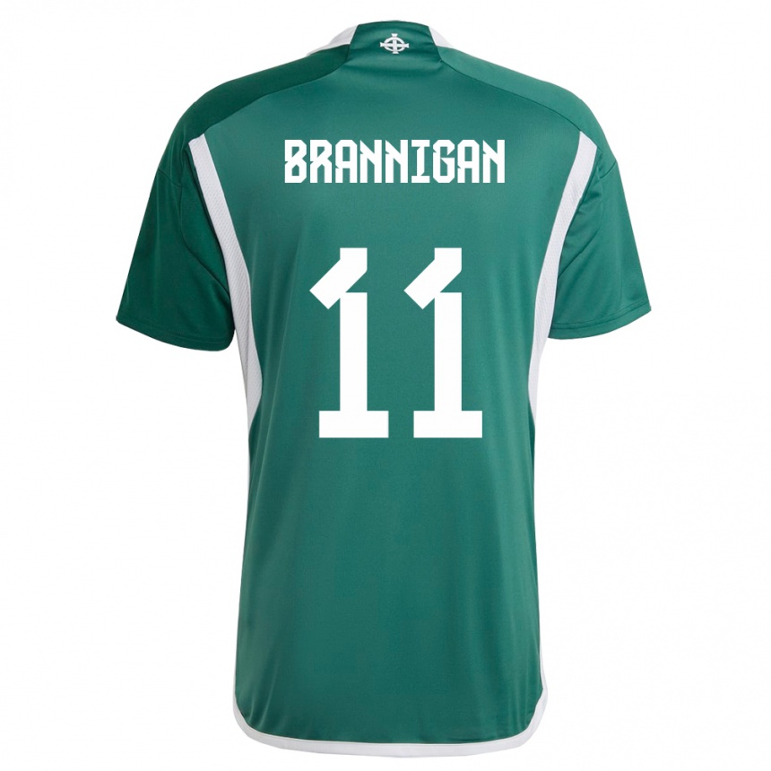 キッズフットボール北アイルランドCole Brannigan#11緑ホームシャツ24-26ジャージーユニフォーム