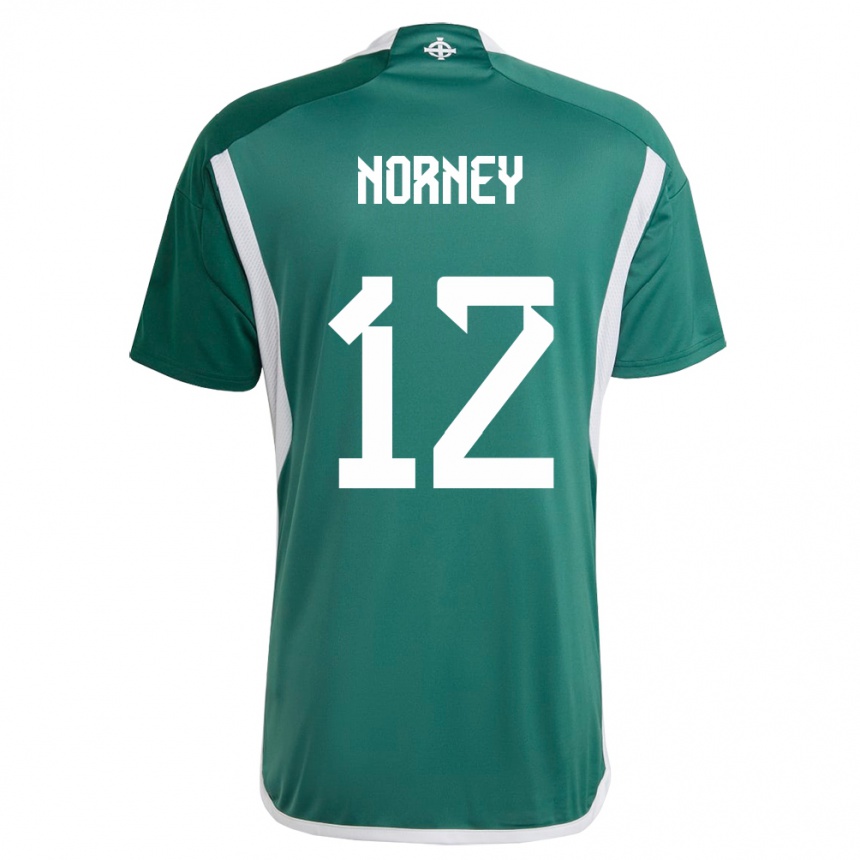 キッズフットボール北アイルランドレイチェル・ノルニー#12緑ホームシャツ24-26ジャージーユニフォーム