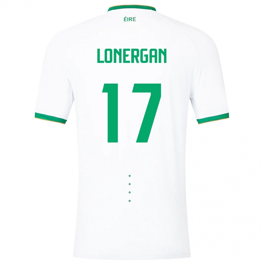 キッズフットボールアイルランド島Tom Lonergan#17白アウェイシャツ24-26ジャージーユニフォーム