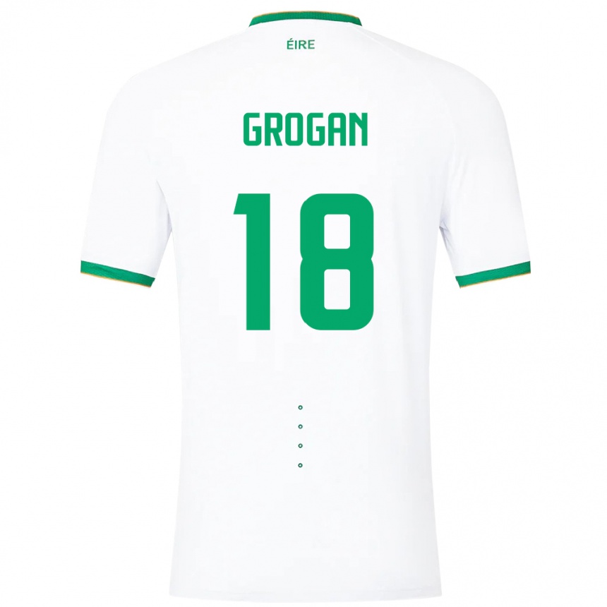 キッズフットボールアイルランド島Christy Grogan#18白アウェイシャツ24-26ジャージーユニフォーム