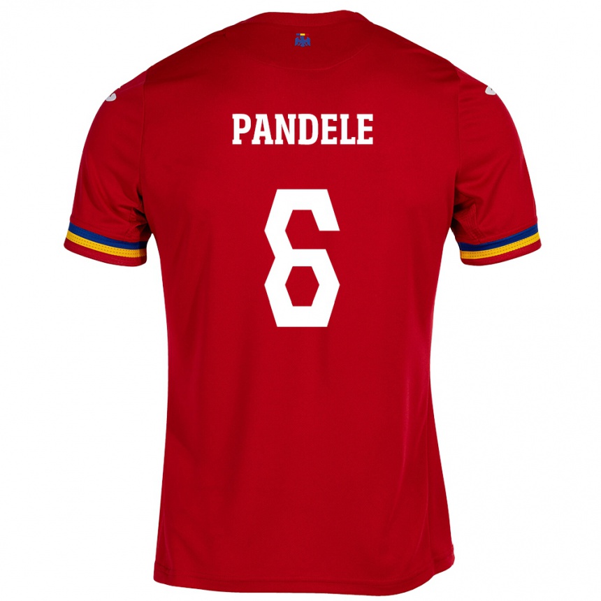 キッズフットボールルーマニアAndrei Pandele#6赤アウェイシャツ24-26ジャージーユニフォーム