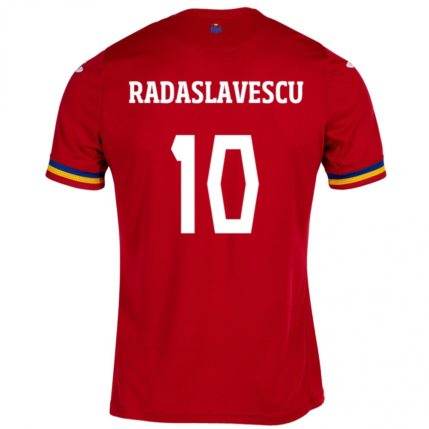 キッズフットボールルーマニアEduard Radaslavescu#10赤アウェイシャツ24-26ジャージーユニフォーム