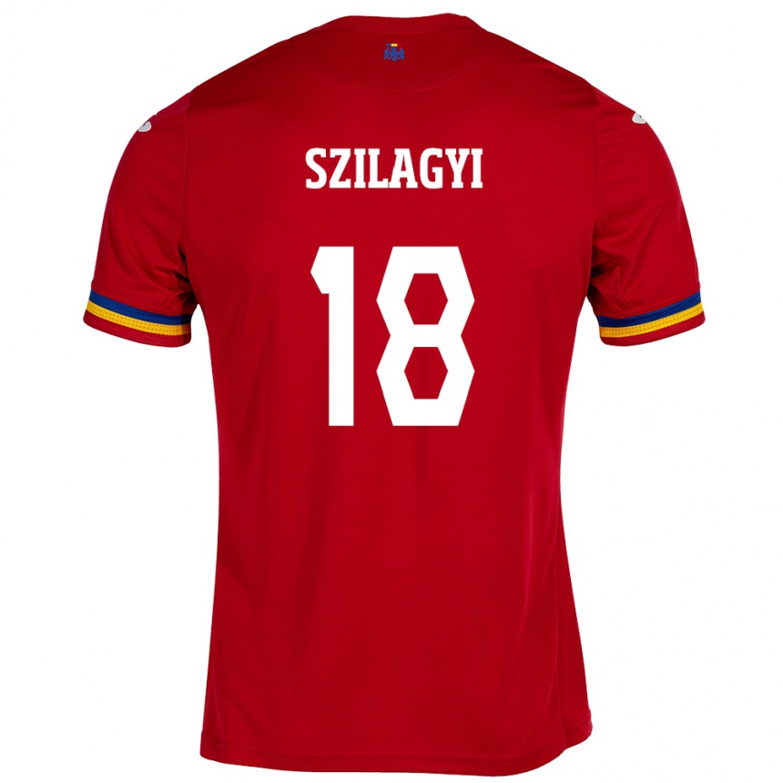 キッズフットボールルーマニアSzabolcs Szilágyi#18赤アウェイシャツ24-26ジャージーユニフォーム