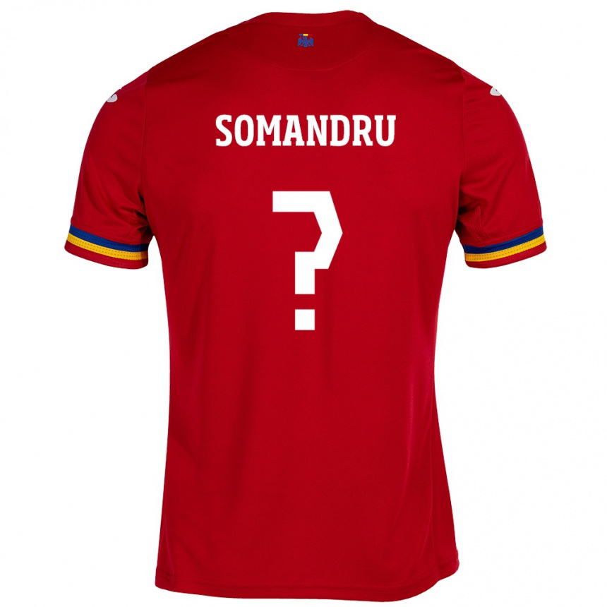 キッズフットボールルーマニアEric Somandru#0赤アウェイシャツ24-26ジャージーユニフォーム