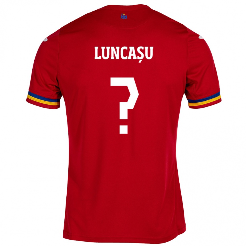 キッズフットボールルーマニアDaniele Luncașu#0赤アウェイシャツ24-26ジャージーユニフォーム