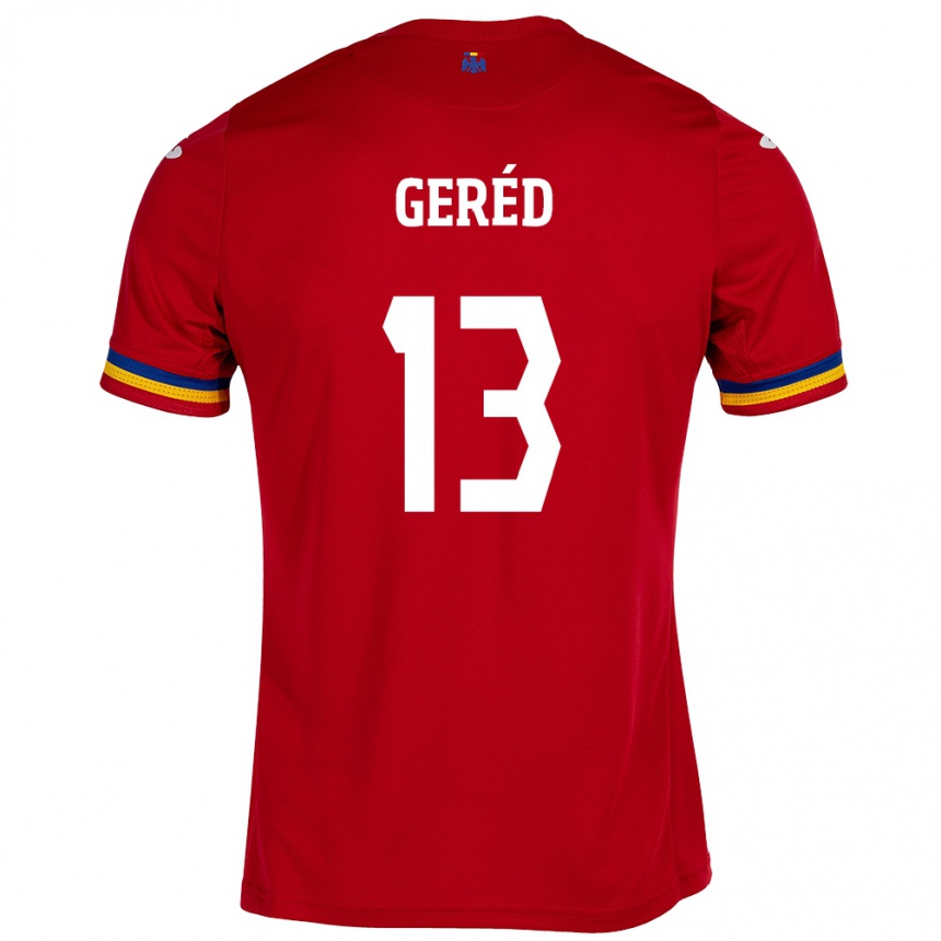 キッズフットボールルーマニアエリカ・ゲレッド#13赤アウェイシャツ24-26ジャージーユニフォーム