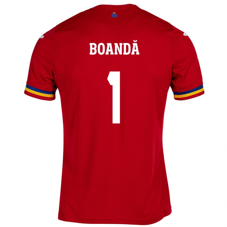 キッズフットボールルーマニアLavinia Boandă#1赤アウェイシャツ24-26ジャージーユニフォーム