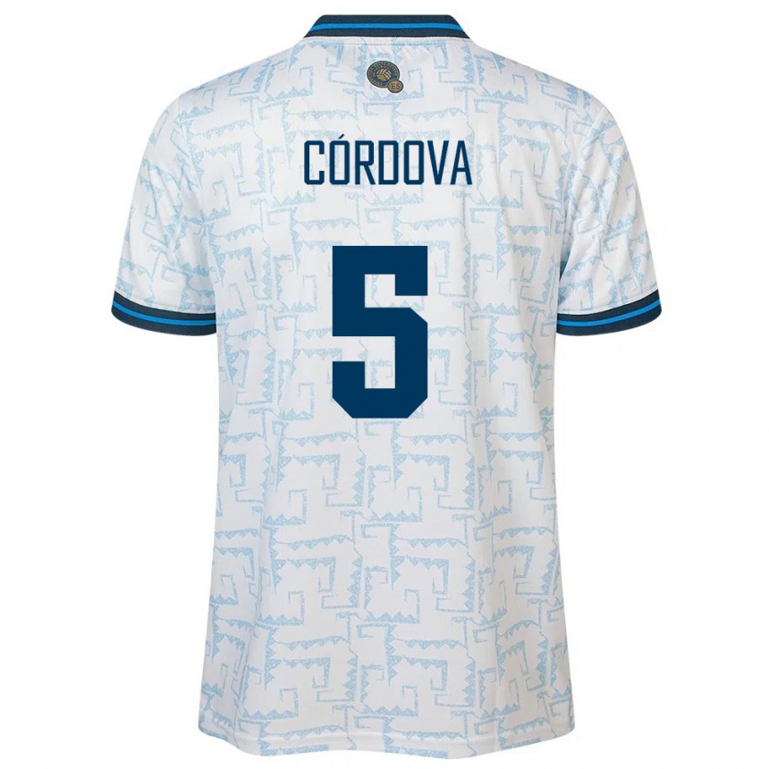 キッズフットボールエルサルバドルEdwin Córdova#5白アウェイシャツ24-26ジャージーユニフォーム