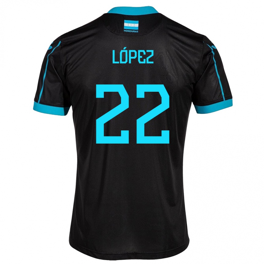 キッズフットボールホンジュラスLuis López#22黒アウェイシャツ24-26ジャージーユニフォーム