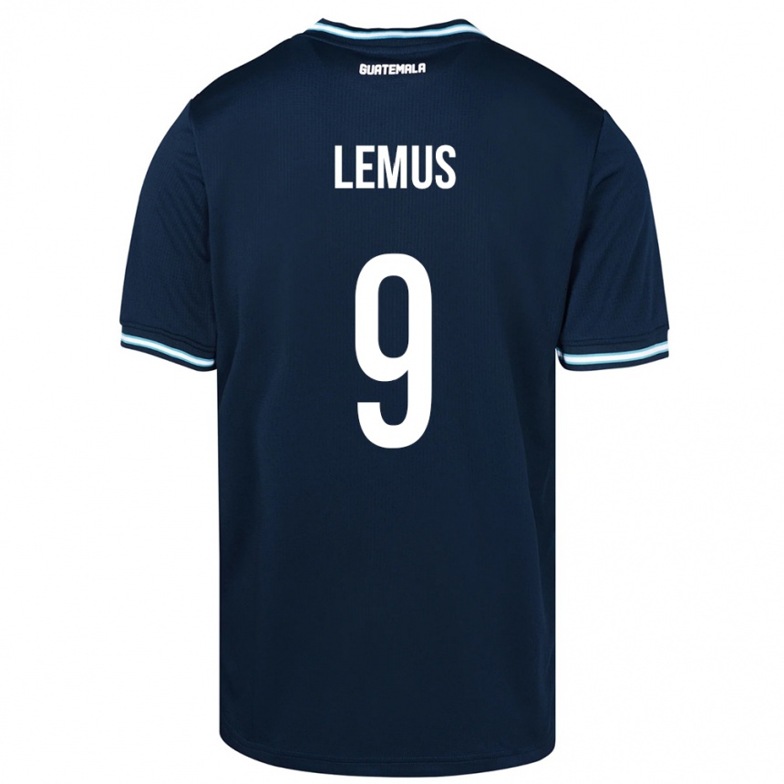 キッズフットボールグアテマラErick Lemus#9青アウェイシャツ24-26ジャージーユニフォーム