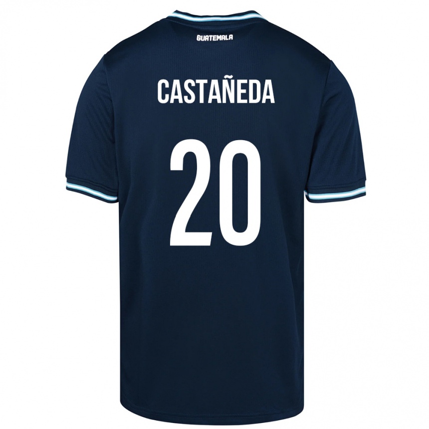 キッズフットボールグアテマラBrayam Castañeda#20青アウェイシャツ24-26ジャージーユニフォーム