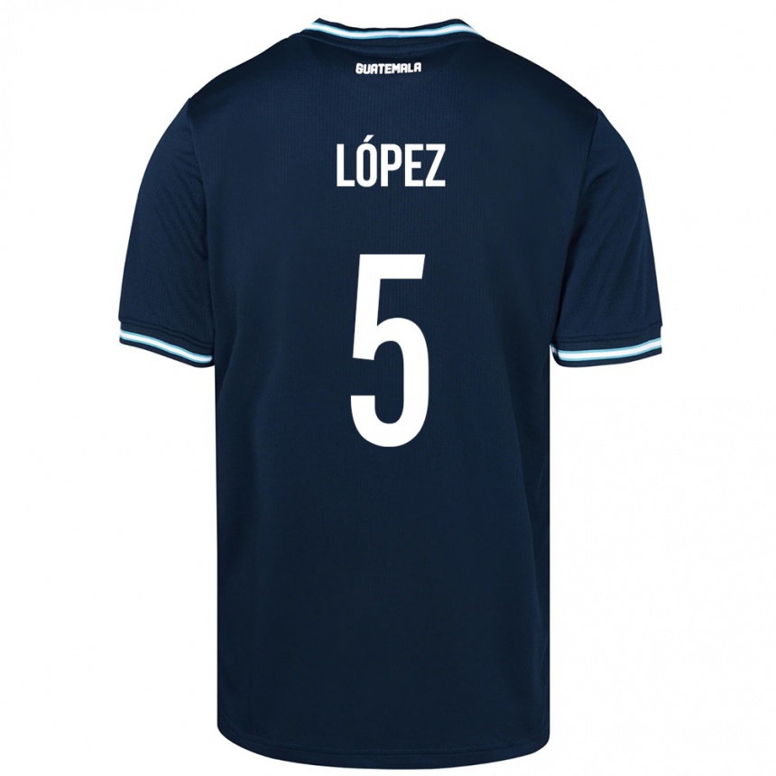 キッズフットボールグアテマラJeffery López#5青アウェイシャツ24-26ジャージーユニフォーム