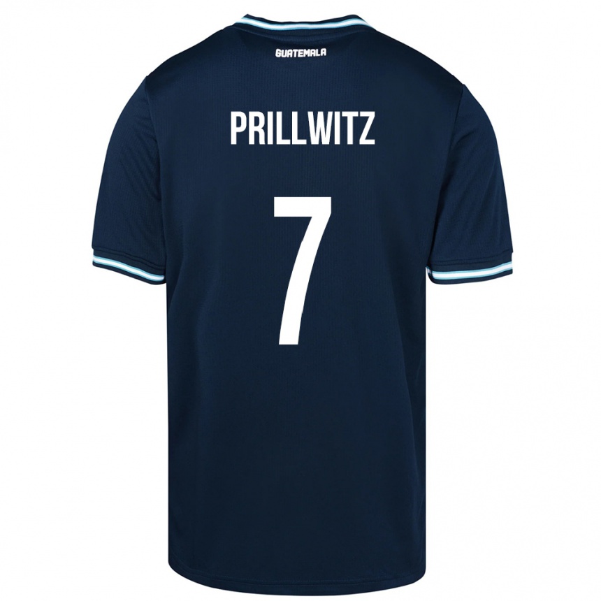 キッズフットボールグアテマラHéctor Prillwitz#7青アウェイシャツ24-26ジャージーユニフォーム