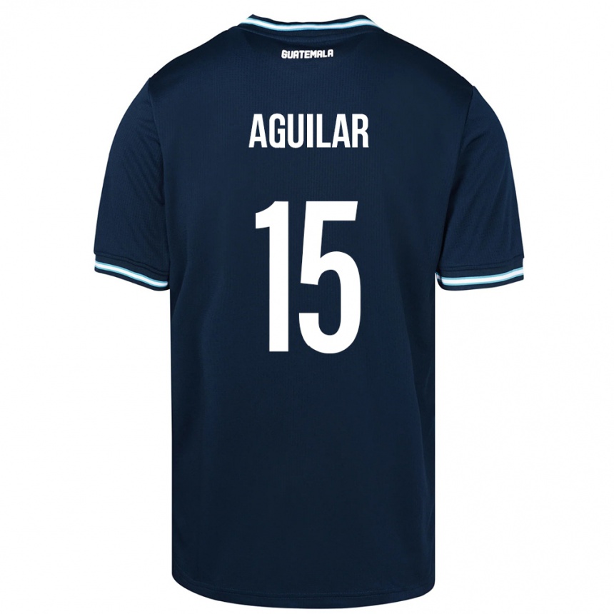 キッズフットボールグアテマラCarlos Aguilar#15青アウェイシャツ24-26ジャージーユニフォーム