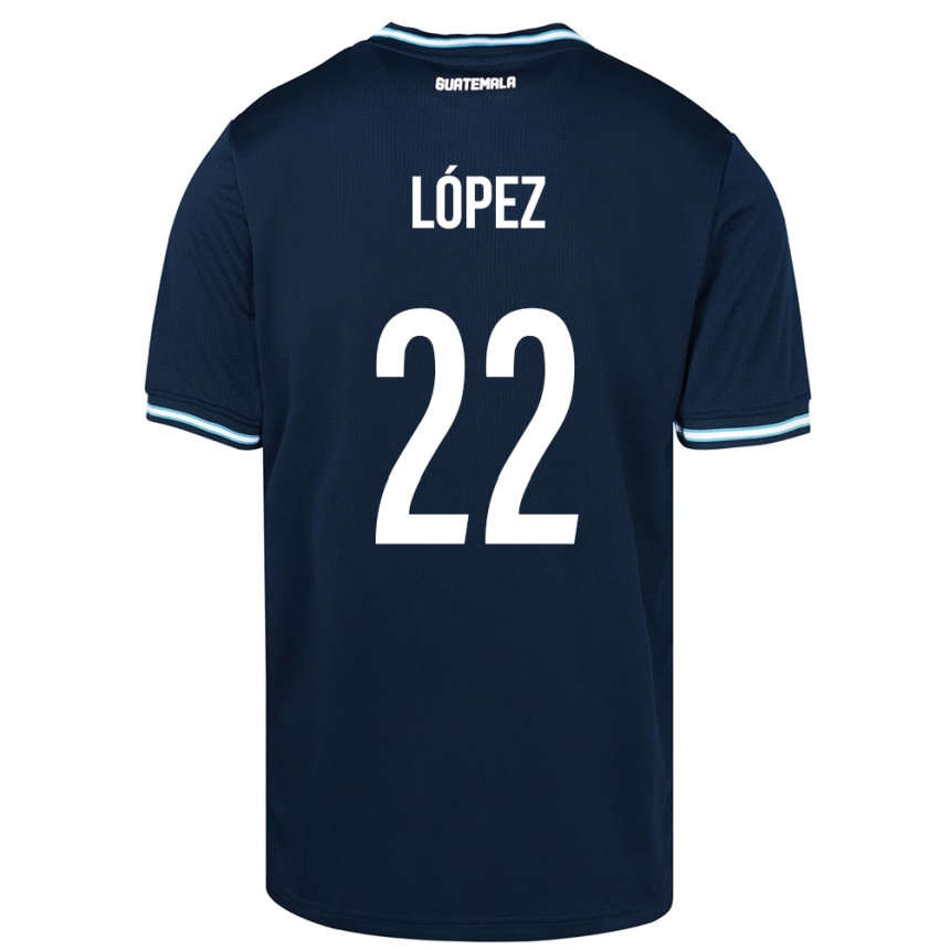 キッズフットボールグアテマラWhitney López#22青アウェイシャツ24-26ジャージーユニフォーム