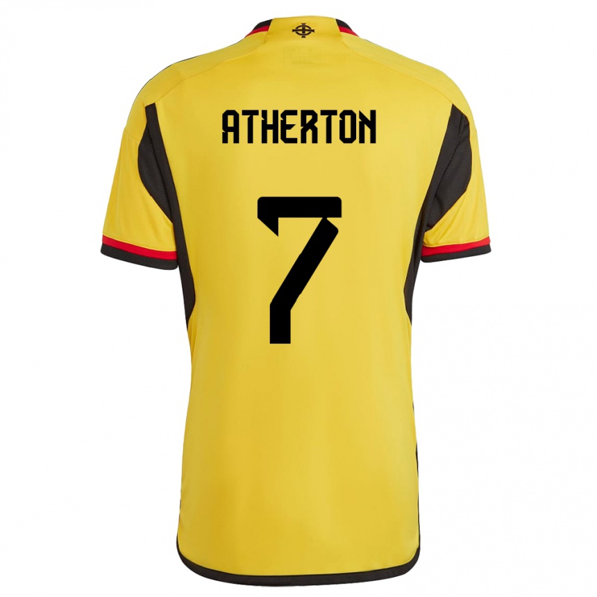 キッズフットボール北アイルランドChris Atherton#7白アウェイシャツ24-26ジャージーユニフォーム