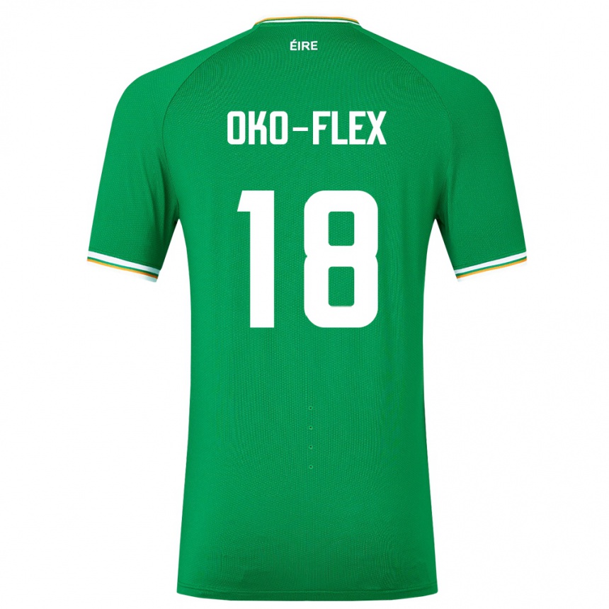 メンズフットボールアイルランド島アームストロング・オコフレックス#18緑ホームシャツ24-26ジャージーユニフォーム