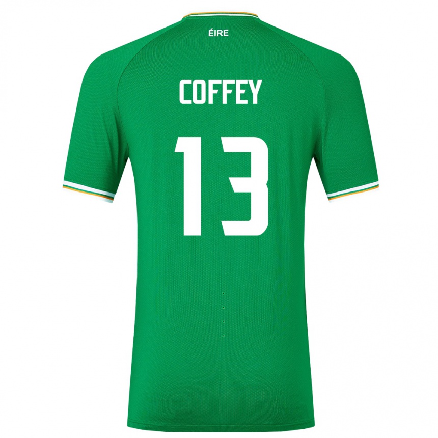 メンズフットボールアイルランド島Fiachra Coffey#13緑ホームシャツ24-26ジャージーユニフォーム